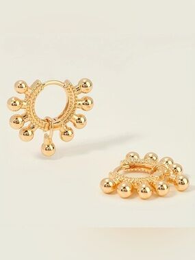 Lightweight Gold Plated Beaded Dainty Hoop Earrings